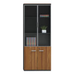Professional office cabinets Oscar walnut-anthracite 160x40x200cm - Image 2