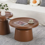 Coffee table Ginoze metal in brown color D70x42,5cm