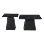 Square coffee tables set of 2 metal-sintered stone in black marble color - Image 3