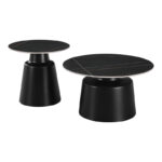 Coffee tables Dualis set of 2 pieces metal-sintered stone in black marble look - Image 3