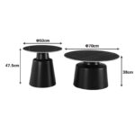 Coffee tables Dualis set of 2 pieces metal-sintered stone in black marble look - Image 4