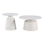Coffee tables Dualis set of 2 pieces metal-sintered stone in white marble - Image 2