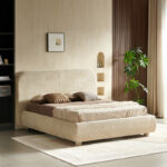 Bed Salena beige fabric 160x200cm - Image 2