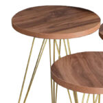 Side tables Wakmi 3 pieces set natural-gold metal leg - Image 3