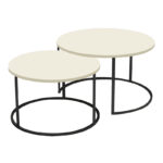 Solme coffee table set of 2 pieces cream-black metal leg - Image 2