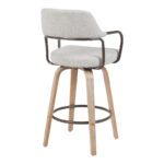 Rotating middle-height bar stool Tertia metal-wood and fabric in beige-brown color 54x52x98cm - Image 2