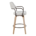 Rotating middle-height bar stool Tertia metal-wood and fabric in beige-brown color 54x52x98cm - Image 3
