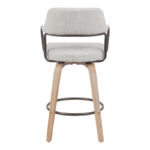 Rotating middle-height bar stool Tertia metal-wood and fabric in beige-brown color 54x52x98cm - Image 5