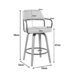 Rotating middle-height bar stool Tertia metal-wood and fabric in beige-brown color 54x52x98cm - Image 6