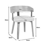 Armchair Anesy metal-wood and fabric in beige color 53.5x51x72cm - Image 6