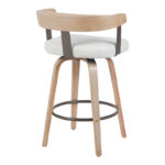 Rotating middle-height bar stool Anesy metal-wood and fabric in beige color 54x50x85cm - Image 2