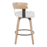 Rotating middle-height bar stool Anesy metal-wood and fabric in beige color 54x50x85cm - Image 3