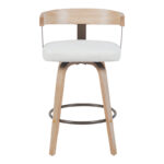 Rotating middle-height bar stool Anesy metal-wood and fabric in beige color 54x50x85cm - Image 4