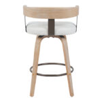 Rotating middle-height bar stool Anesy metal-wood and fabric in beige color 54x50x85cm - Image 5