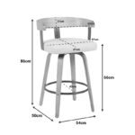 Rotating middle-height bar stool Anesy metal-wood and fabric in beige color 54x50x85cm - Image 6