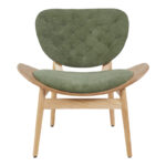 Armchair Udalle wood in natural color and olive green fabric 77x70x81cm - Image 4