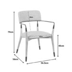 Armchair Sentana metal-wood and beige-brown fabric 56.5x56x79cm - Image 6