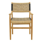 Armchair Fermilo teak wood frame with pe rope in natural-black shade 55x67x86cm - Image 5