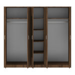 Luna five-leaf wardrobe with mirror in walnut-oak 220x52x200cm - Image 2