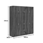 Royal four-leaf wardrobe with drawers walnut-oak 200x58x230cm - Image 5