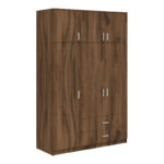 Three-leaf wardrobe with drawers Royal in walnut-oak 150x58x230cm