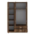 Three-leaf wardrobe with drawers Royal in walnut-oak 150x58x230cm - Image 3