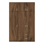 Three-leaf wardrobe with drawers Royal in walnut-oak 150x58x230cm - Image 4