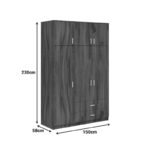 Three-leaf wardrobe with drawers Royal in walnut-oak 150x58x230cm - Image 5