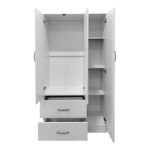 Three-door wardrobe with 2 drawers and loft Athos in white color 90x42x240cm - Image 2