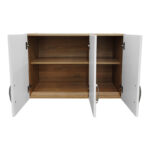 Three-door wardrobe with 2 drawers and loft Athos in oak-white color 90x42x240cm - Image 3