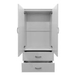 Two-door wardrobe with 2 drawers and loft Athos in white color 80x42x240cm - Image 2