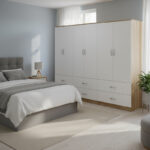 Six-leaf wardrobe with drawers Athos sonoma-white 240x42x180cm