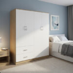 Four-leaf wardrobe Athos sonoma-white 160x42x180cm