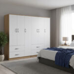 Athos six-door wardrobe sonoma-white 180x42x180cm