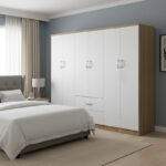 Athos I six-door wardrobe sonoma-white 200.5x42x180cm