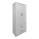 Six-door wardrobe with drawers and loft Athos white 240x42x240cm - Image 2