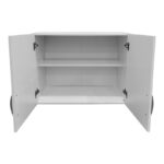 Six-door wardrobe with drawers and loft Athos white 240x42x240cm - Image 5