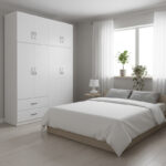 Athos four-door wardrobe with loft, white, 160x42x240cm