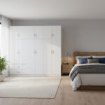 Six-door wardrobe with loft Athos I white 240x42x240cm