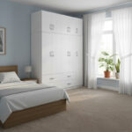 Five-door wardrobe with loft Athos white 170x42x240cm