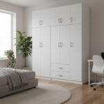 Five-door wardrobe with loft Athos I white 170x42x240cm
