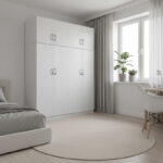 Four-leaf wardrobe with loft Athos I white 160x42x240cm