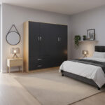 Four-leaf wardrobe Athos sonoma-anthracite 160x42x180cm