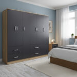 Athos six-door wardrobe sonoma-anthracite 180x42x180cm
