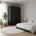 Athos four-door wardrobe with loft, wenge, 160x42x240cm
