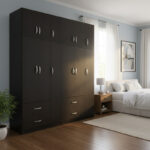 Athos six-door wardrobe with loft, wenge, 180x42x240cm