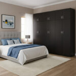 Six-door wardrobe with loft Athos II wenge 240x42x240cm
