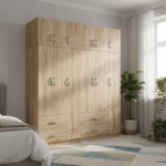 Athos six-door wardrobe with loft, sonoma 180x42x240cm