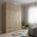 Five-door wardrobe with loft Athos sonoma 170x42x240cm