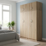 Four-leaf wardrobe with loft Athos I sonoma 160x42x240cm